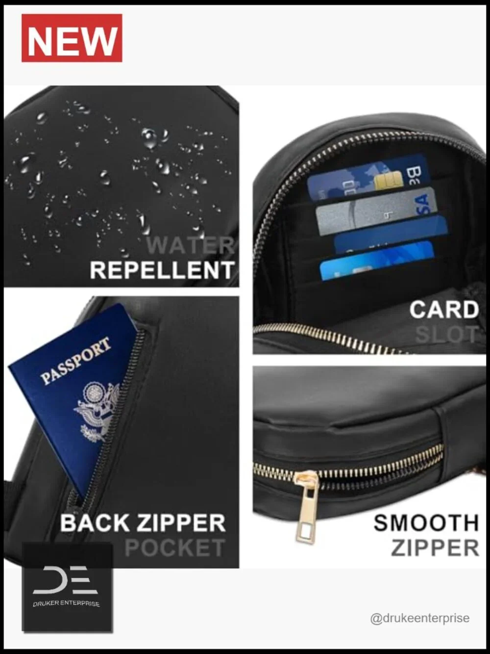 Small PU Leather Sling Bag with Adjustable Strap Crossbody